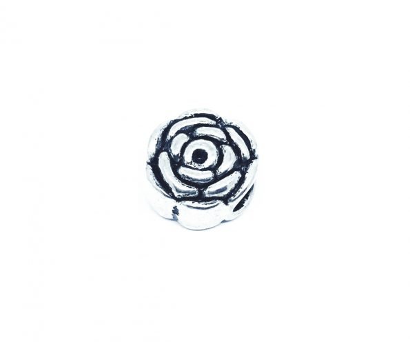 LBRO-009 Sterling Silver Rose Round Bead