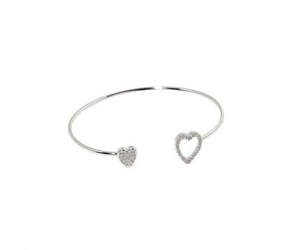 LCUFF-005 Sterling Silver Heart Cuff Bracelet