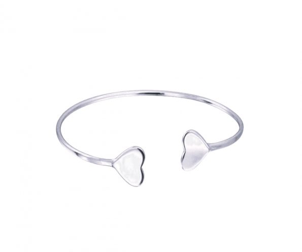 LCUFF-007 Sterling Heart Cuff Bracelet