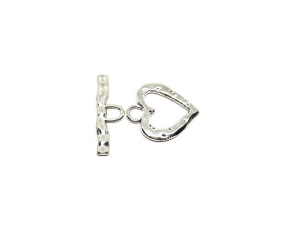 LTOG-003 Sterling Silver Hammered Heart Toggle Clasp